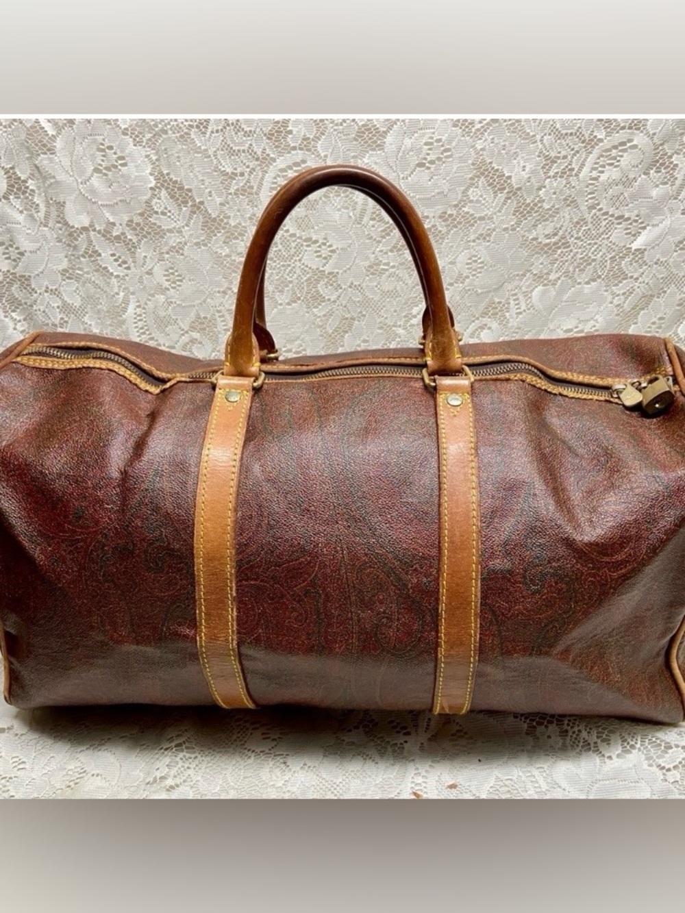 Etro, Italy, Burgundy Paisley Speedy 50 Luggage 20in x 10in x 10in